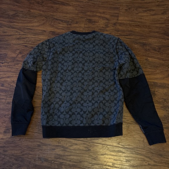 COACH MEN'S MIXED MEDIA ALL OVER LOGO SWEATSHIRT SZ SMALL  Black - Picture 8 of 9